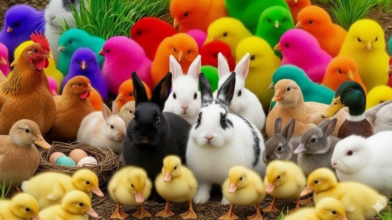 World Cute Duck,Chickens,Colorful Chicken Rainbow, Bunny and friends!