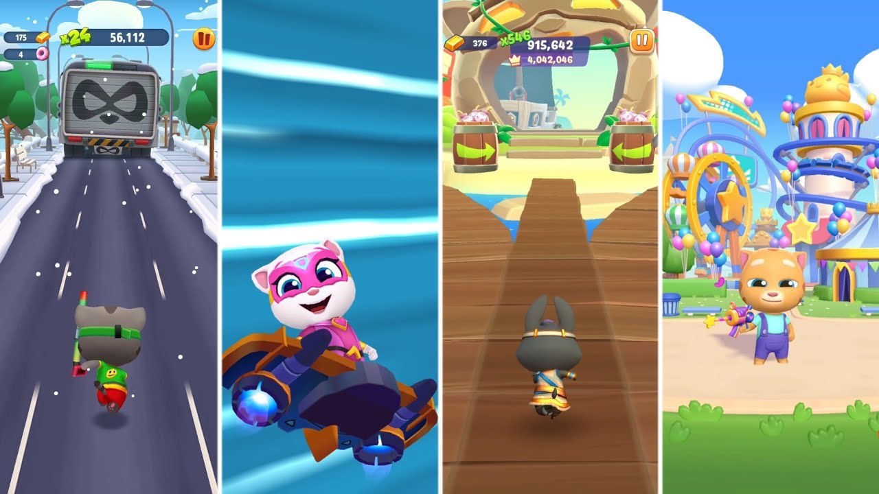 Talking Tom Blast Park,Talking Tom Gold Run,Talking Tom Hero Dash,Tom Time Rush - Android Gameplay