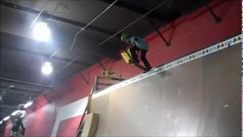 Nick learning to drop in on a 13.5 foot vert ramp