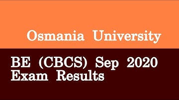 Osmania University BE CBCS Sep 2020 Exam Results