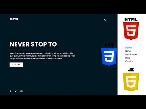 Simple Travel Landing Page with Side Navigation - HTML CSS JavaScript