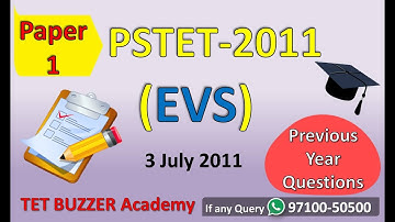 EVS For PSTET 2024 | PSTET-1 EVS 2011 Paper Solution | PSTET EVS Most Expected Questions