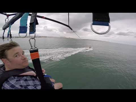 Parasailing off Vilamoura, Algarve, Portugal