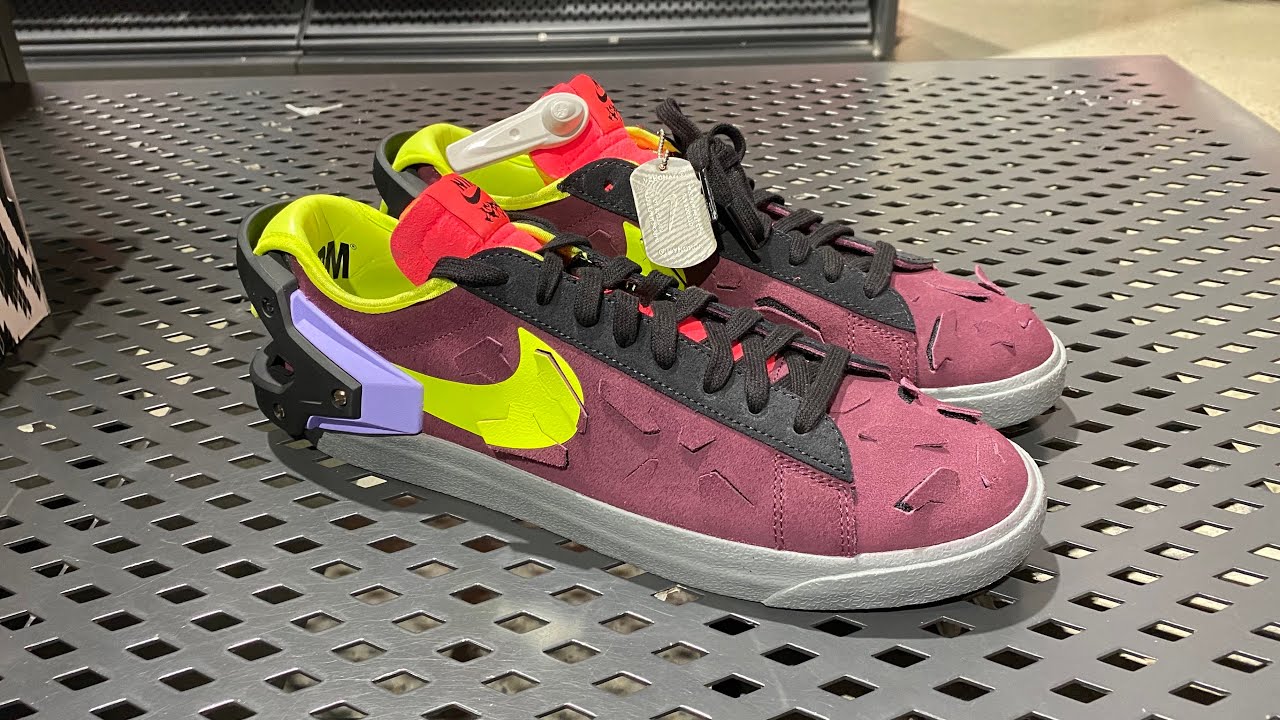 Nike Blazer Low X Acronym (Night Maroon/Lemon Venom/Black) - SKU: DN2067-600