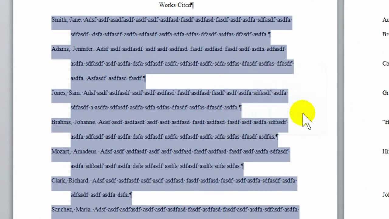 Formatting A Works Cited List For Mla Style In Word 10 Youtube