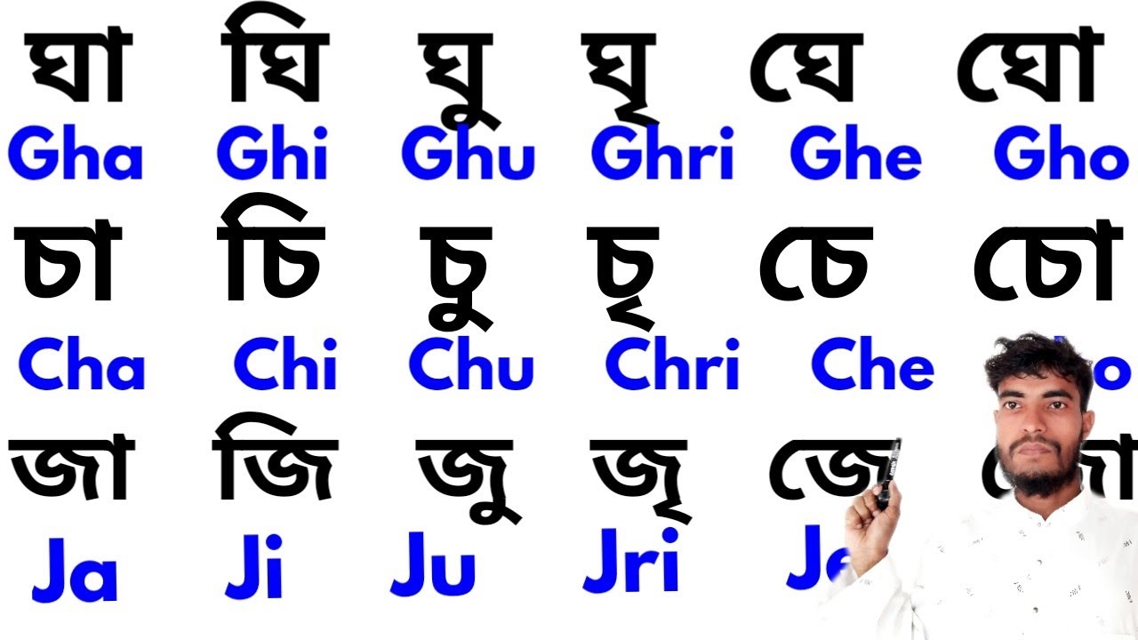 ঘা Gha ঘি Ghi ঘু Ghu ঘৃ Ghri ঘে Ghe ঘো Gho learn basic english