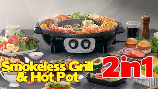 Food Party 2 In 1 Electric Smokeless Grill And Hot Pot