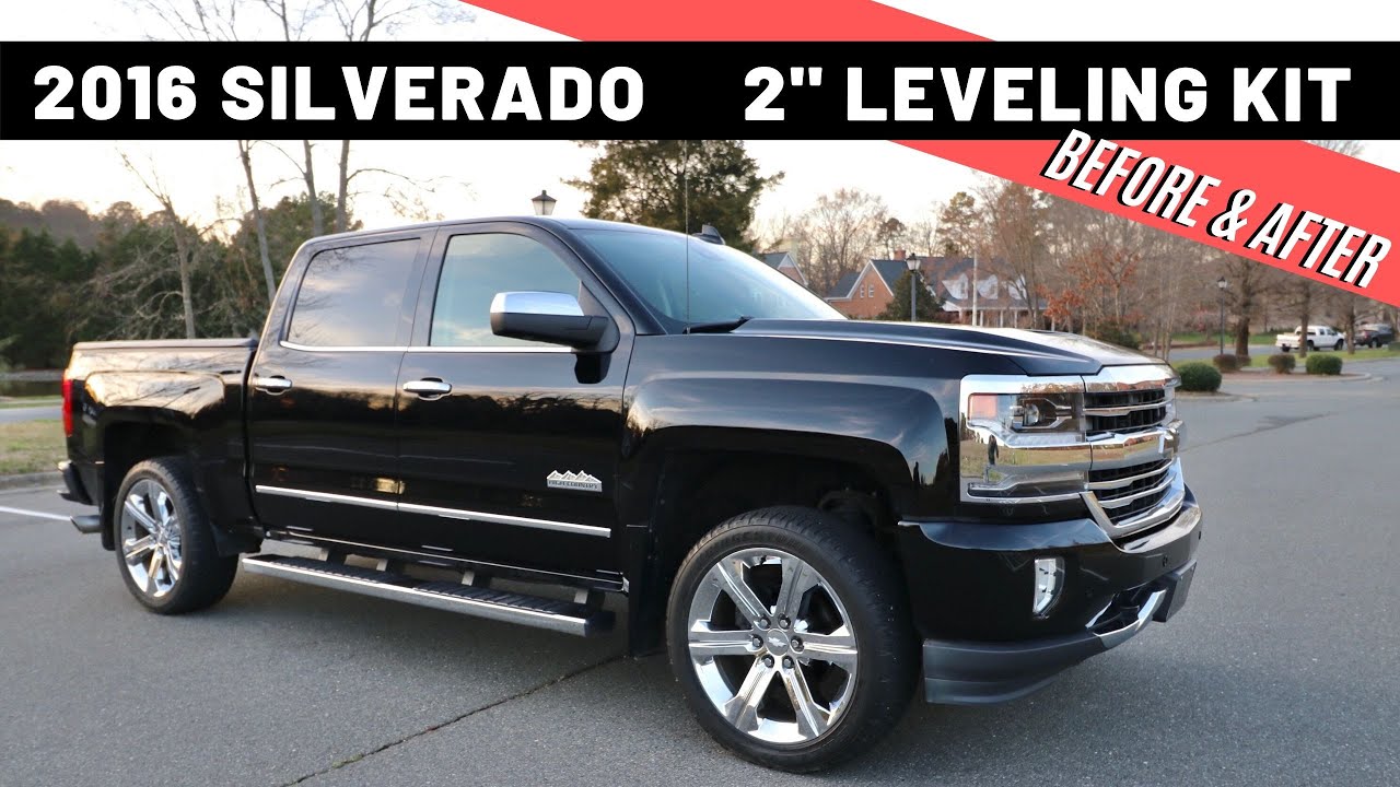 2016 Silverado 2" Leveling Kit - BEFORE & AFTER - YouTube