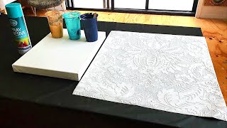 WOW STYLISH! Acrylic Paint over Wallpaper Canvas! DIY Canvas Idea for that extra WOW! Fluid Art