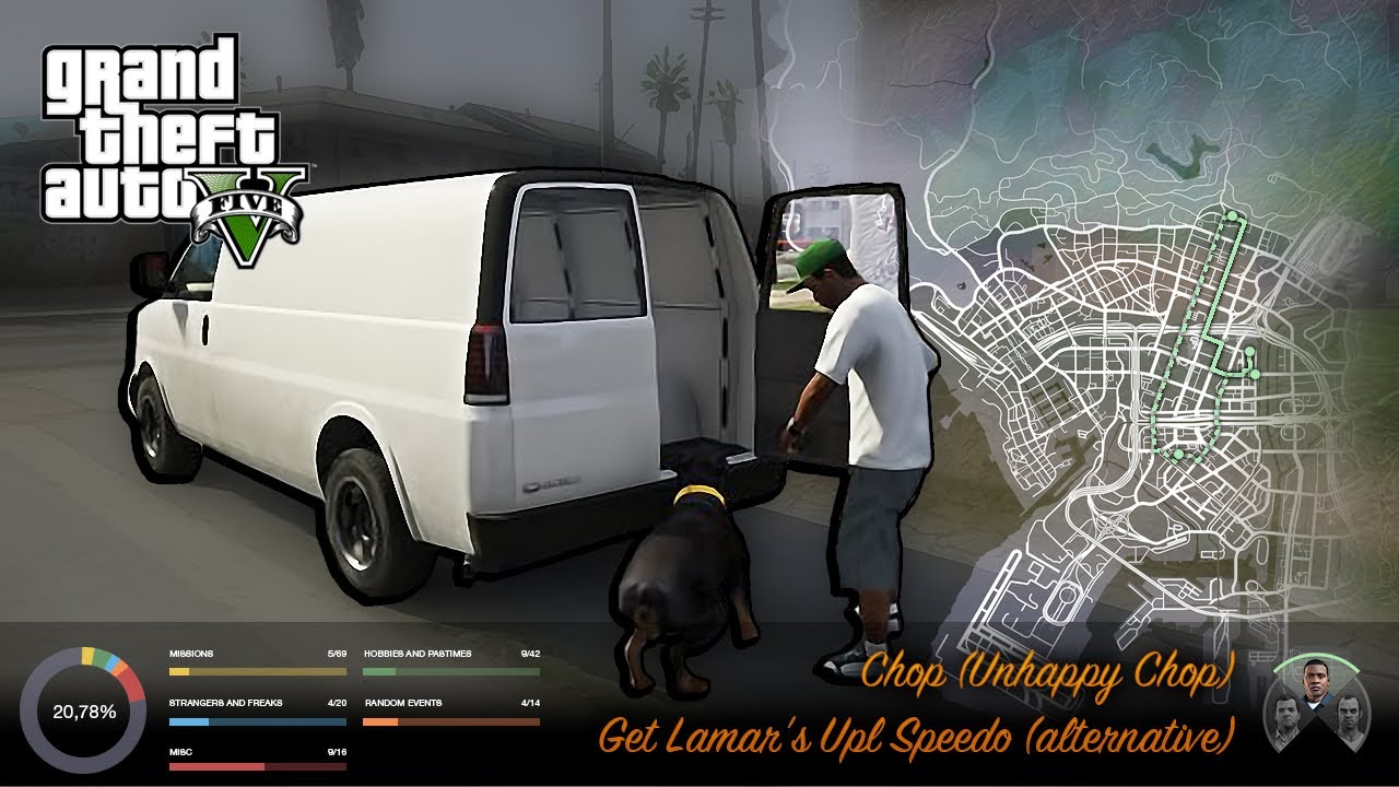GTA V Chop (Unhappy Chop) - get Lamar's Upl Speedo (alternative) - YouTube