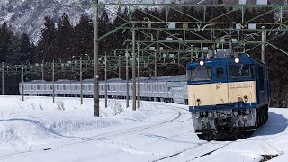 【新津配給】配9728レ EF64-1031+E235系11両 雪晴れの岩原カーブを上る！