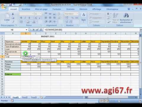 débutant excel apprentissage vidéo 3 budget 2 2 youtube budget familial excel
