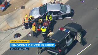VIDEO: Carjacking leads to chase, crash in Santa Clarita | ABC7