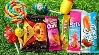 ASMR Most Popular Candys / some lots of colorful rainbow lollipop candy / unpacking chocolate eat