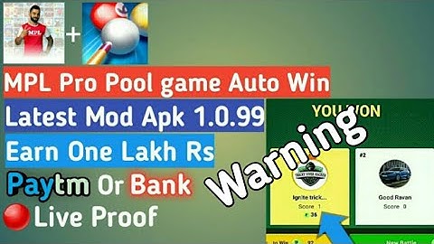 🙄Warning || MPL Pro PooL Game Automatic Win All Battel Mod Apk ! Earn Daily 1000 Rs 🔴Live proof