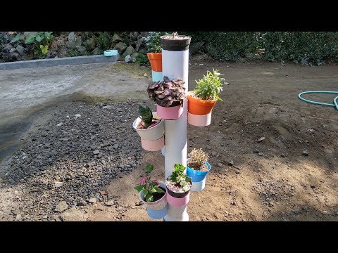 How To Make Beautiful Tower Flower Pot Stand Using PVC Pipe