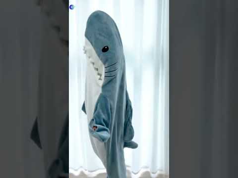 Dive into Comfort with Cartoon Shark Sleeping Bag Pajamas | Shark Blanket for Kids & Adults!