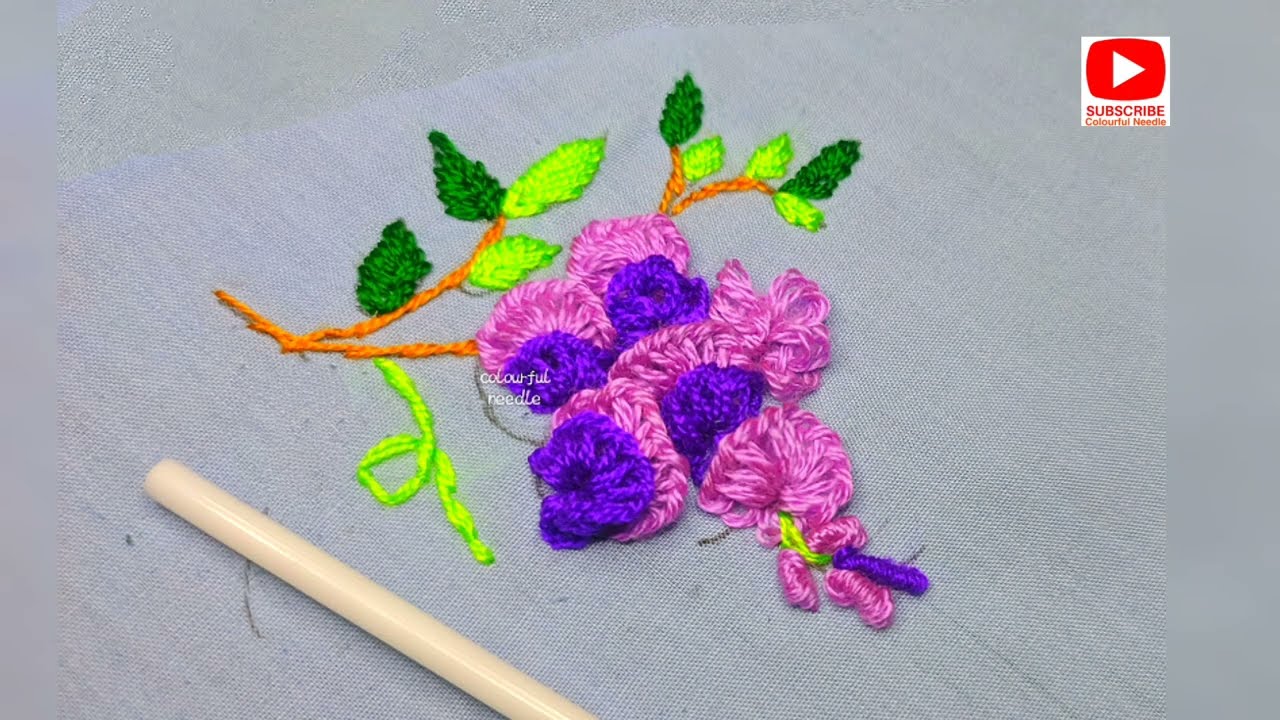 Pair 4 1/4" Lavender Purple Flower Embroidery Patches – Iron-On, Matching Mirror Image
