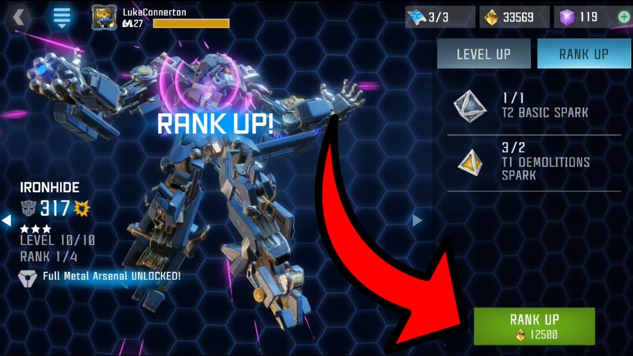 IRONHIDE RANK UP !!! Transformers To Fight YouTube