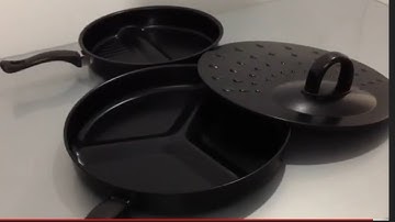 Unboxing 3 in 1 non stick divider Frying pan set with lid by Daraz