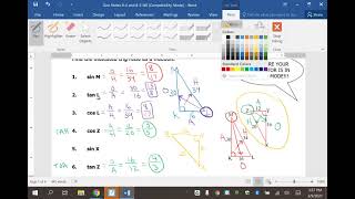 Geo Notes 8-4 and 8-5 Trigonometry