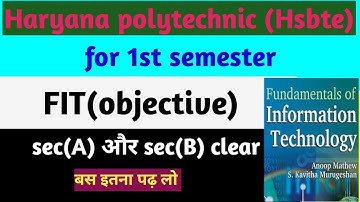 Haryana polytechnic  1st semester FIT  objective || hsbte polytechnic 1st semester FIT que objective