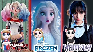 Harley Quinn  Vs Frozen Of Elsa ❄ Vs Wednesday Addams  In My Talking Angela’m 2 || Makeup