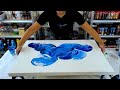 "Big Blue" Acrylic Pouring - Flip and Drag Technique ~ Abstract Fluid Art