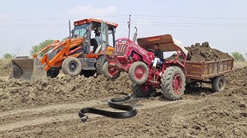 New JCB 3dx Machine Loading Mud In Mahindra 575 Di tractor stunt | Jcb video | Jcb tractor cartoon