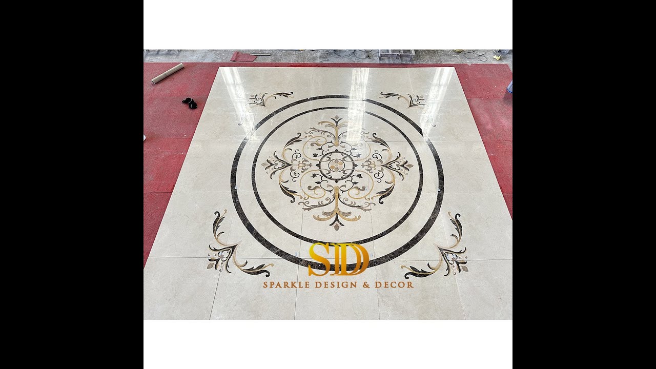French elegant style water jet marble inlay design 