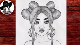 Как Нарисовать Девушку С Красивой Причёской | Рисунок Девушки Карандашом
