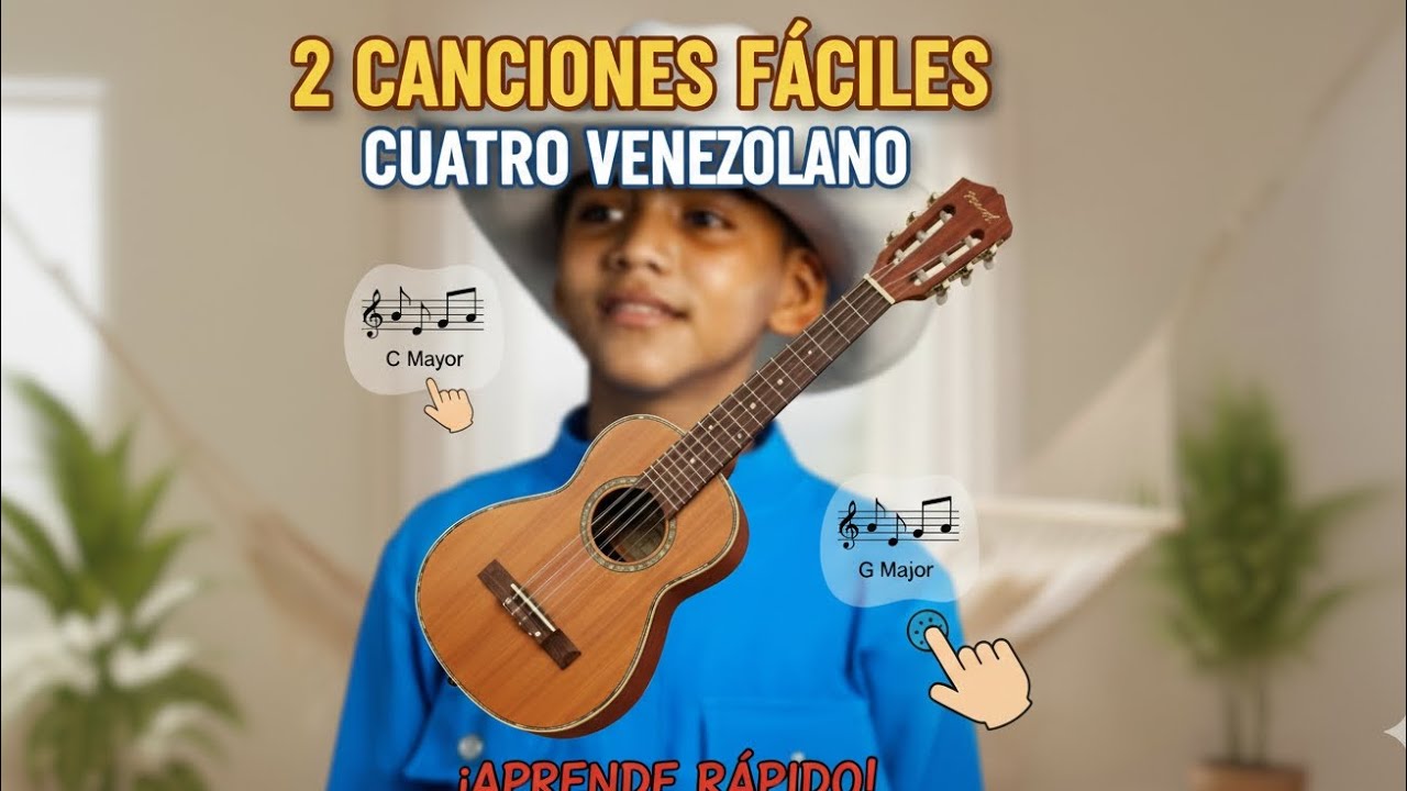 APRENDE 2 CANCIONES FÁCILES en CUATRO VENEZOLANO | Guía para Principiantes Rápida