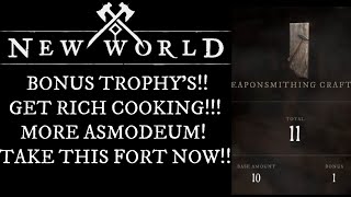 NEW WORLD – CRAFT BONUS TROPHY’S!! MAKE COIN EASY! TAKE FORT FIRSTLIGHT NOW!!!
