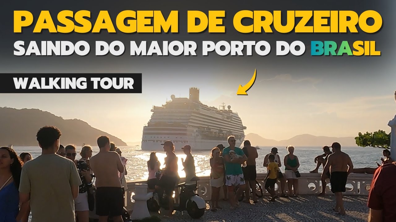 ANDANDO pela PONTA da PRAIA em SANTOS, vimos a passagem de um CRUZEIRO - WALKING TOUR