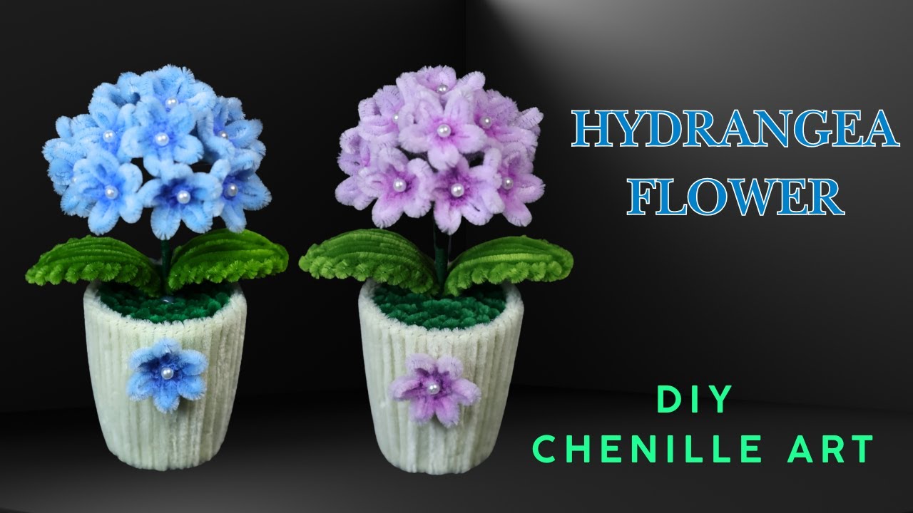 🌸 How to Make Mini Hydrangea Flower Pots with Chenille Stems & Recycled Paper Cups ♻️ | Easy DIY