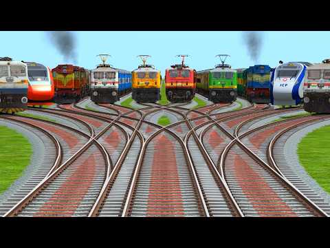 10-Trains Run At Bumpy Higher Graphics Railroad s | new scenario create by- Trains Crossing Games