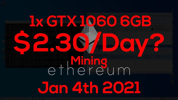 A Single GTX 1060 6GB = $2.3/Day Mining Ethereum? (Jan 4th 2021)
