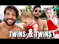 Identical Twin Brothers Take On Twin Sisters (Triplets) | Babies Confuse Dad For His Twin?