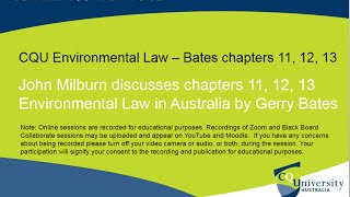 CQU Environmental Law Series by John Milburn: Bates Ch11-13(8ed) 12-14(9) Protection of Diversity