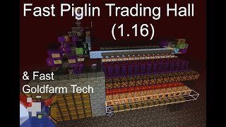 Fast Piglin Bartering/Sorting Hall & 280k items/hour Gold Farm concept