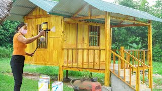 Build wooden house  Paint the house and install curtains  Woodworking | New Peaceful Life