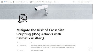 04 - Mitigate the Risk of Cross Site Scripting (XSS) Attacks with helmet.xssFilter() - freeCodeCamp