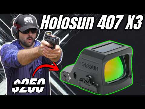 Приціл коліматорний Holosun HS407C-X3 червона точка 2 MOA Solar, видео 1