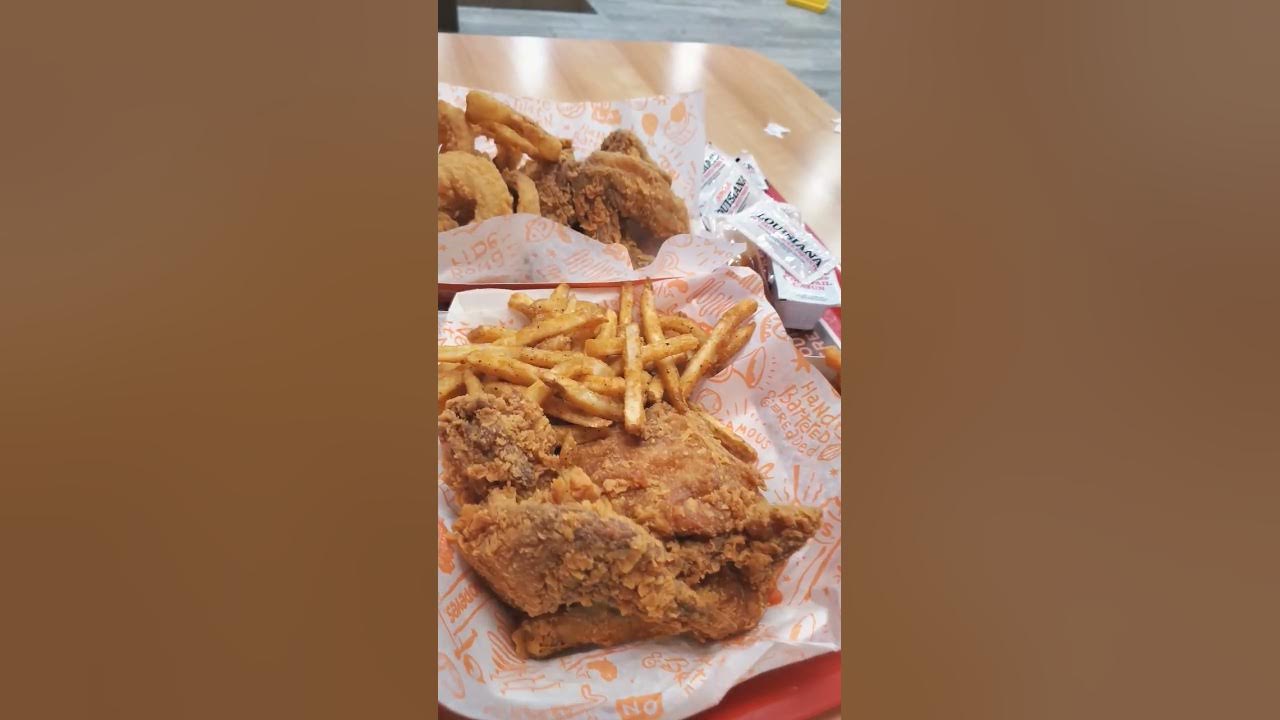 Popeyes Chicken, Popcorn Shrimp, Fries, Onion Rings shorts 