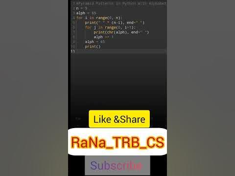 Pyramid pattern in python using alphabets#pythonprogramming # ...