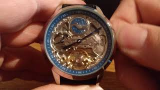 FORSINING FOR55 TM-355G DUAL TIME DAY-NIGHT SKELETONIZED AUTOMATIC WATCH UNBOXING