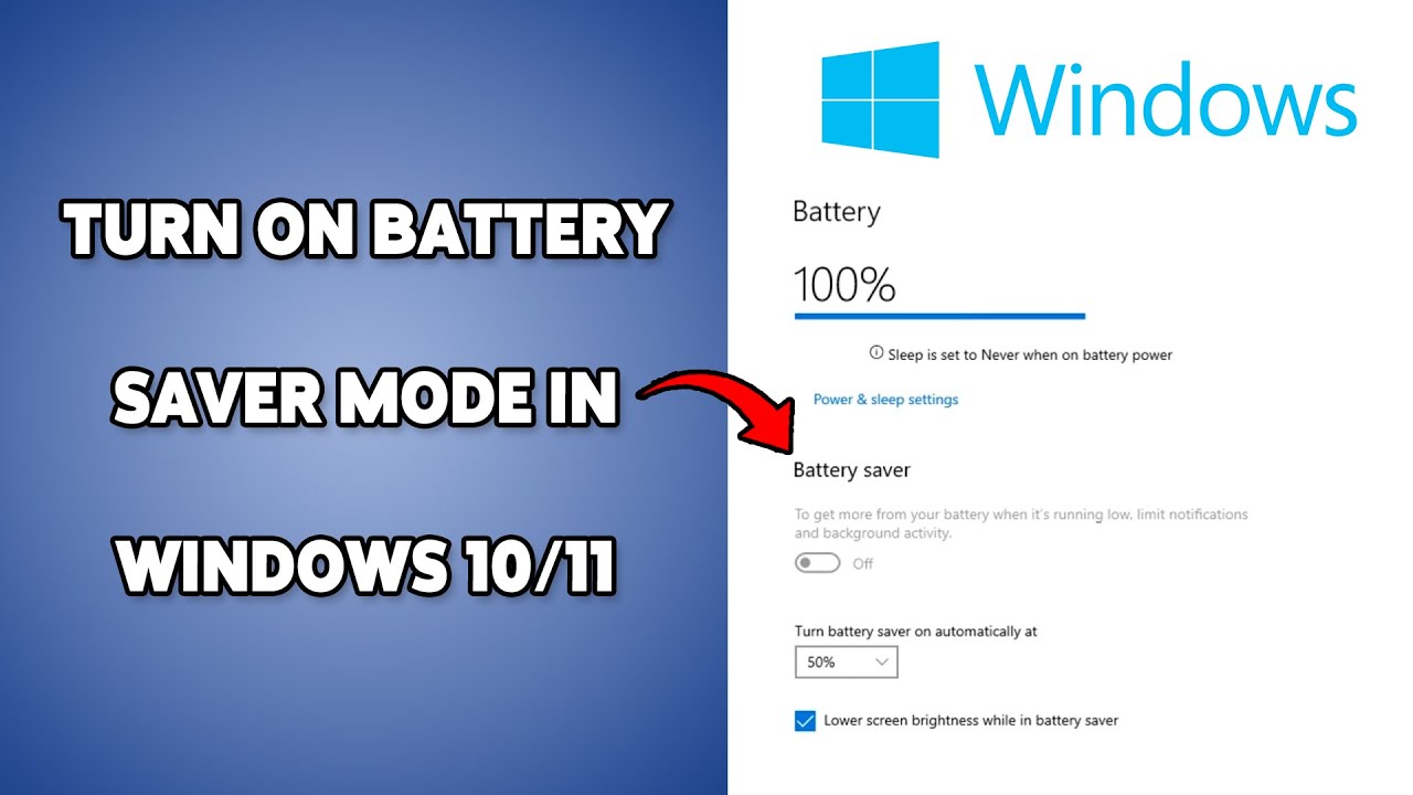 How To Turn On Battery Saver Mode In Windows 10/11 | Optimize Battery ...