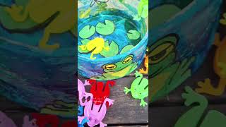 Tissue paper collage to make pond for kids hopping frog game  #artandcraft  #diy #art #papercraft