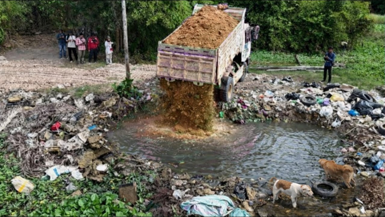 Operation Starting New Perfect Project!! Clear The Trash & Delete Water Process by Mini Dozer Push,