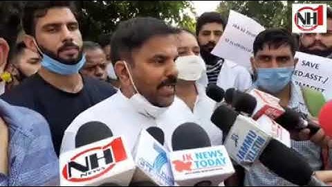 Protest demonstration led by Harsh Dev Singh Chairman JKNPP seeking registration and license